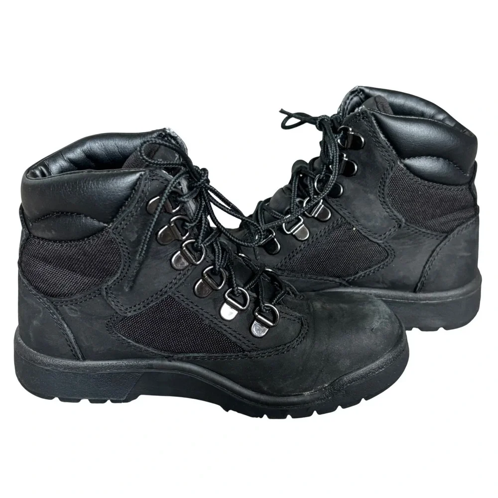 Timberland Junior‎ 6 Inch Field Boot Sz 1 Black Nubuck Leather Canvas